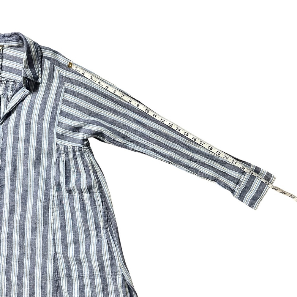 Free People Audrey Stripe Linen Blend Button Down Shirt Dress Size Medium - Picture 8 of 10